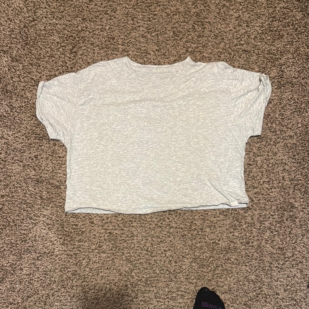 Gilly Hicks Gray Short Sleeve Boxy Crop Top